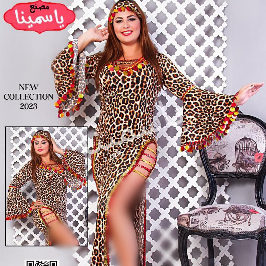 فستان رقص شرقي بطبعة ليوبارد